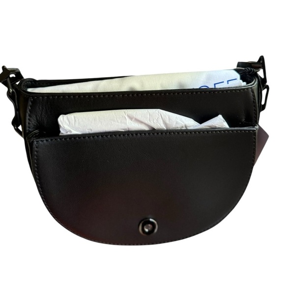 New ▶️ Rebecca Minkoff ◀️ Black Astor Saddle Bag Flap Open MSRP $295 - Picture 7 of 10